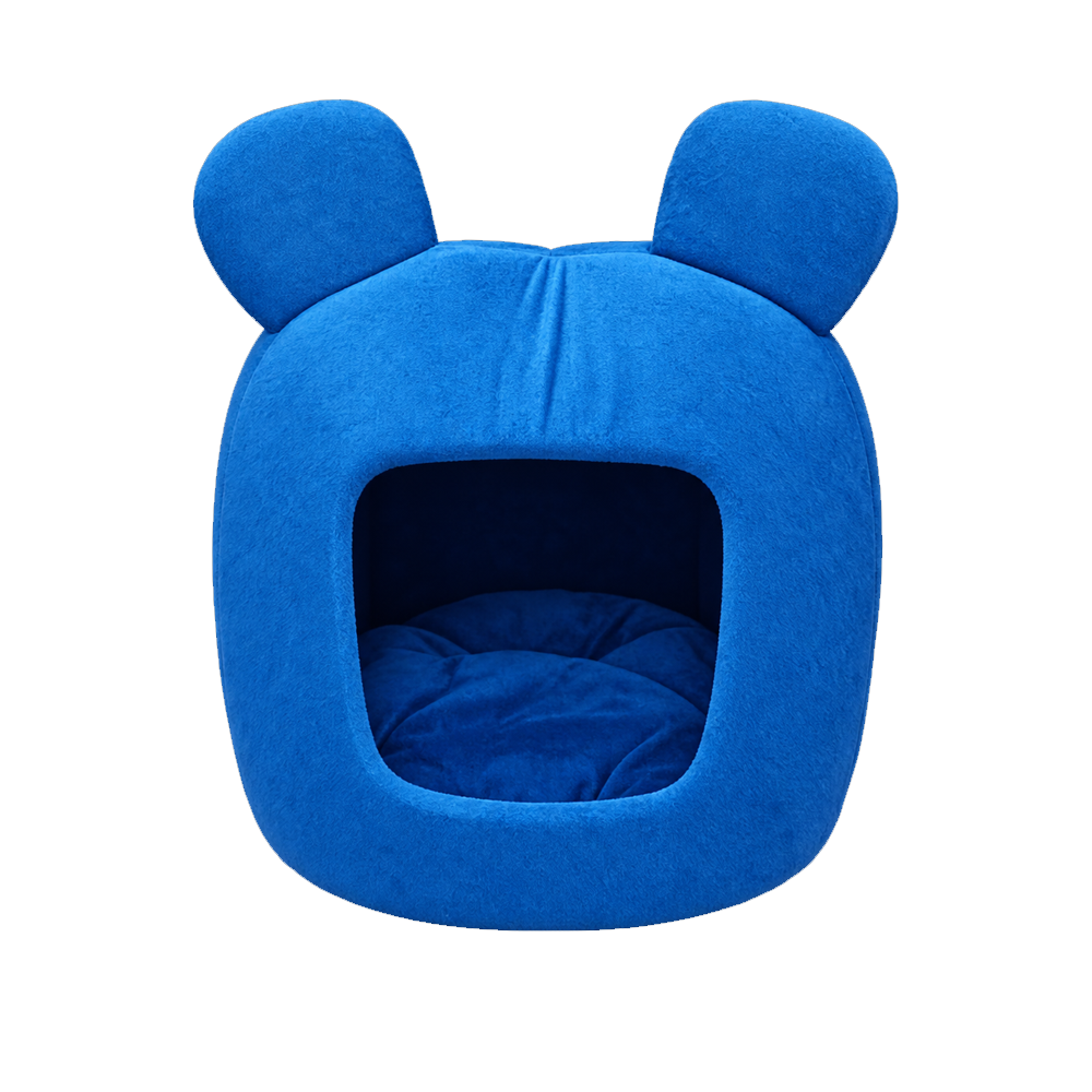 Cozy Blue Cat & Small Pet Cave Bed