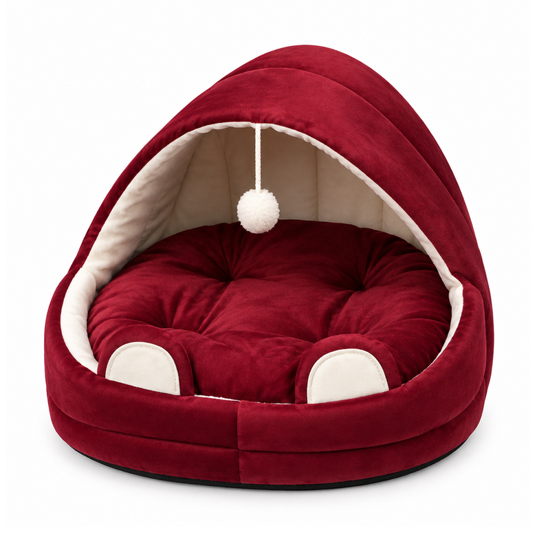 Cozy Hooded Cat Bed