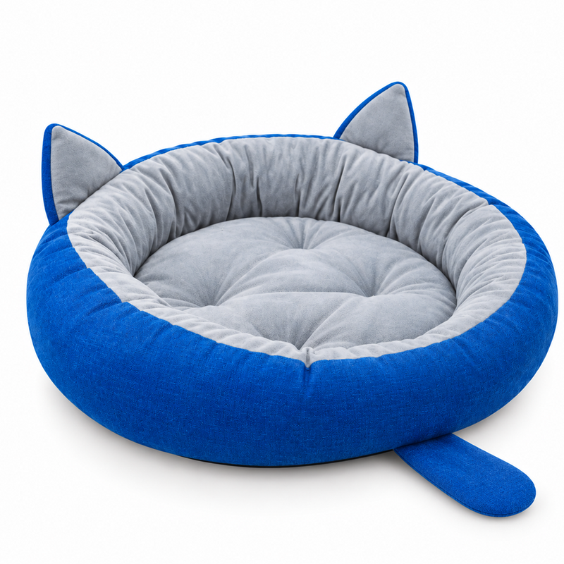 Cozy Cat-Shaped Round Pet Bed