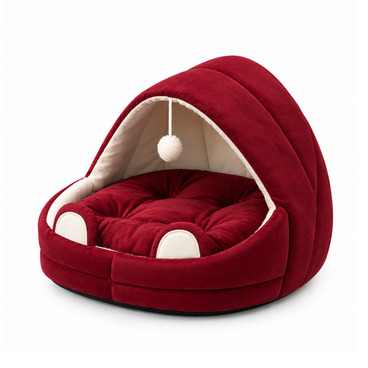 Cozy Hooded Cat Bed
