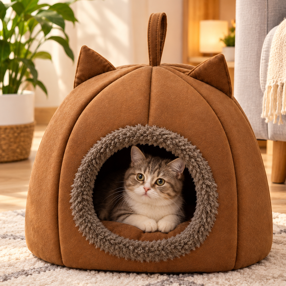 Pumpkin Cozy Cat House